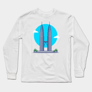Petronas Twin Tower Cartoon Illustration Long Sleeve T-Shirt